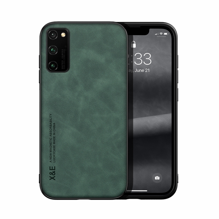 

For Honor V30 Pro Skin Feel Magnetic Leather Back Phone Case(Green)