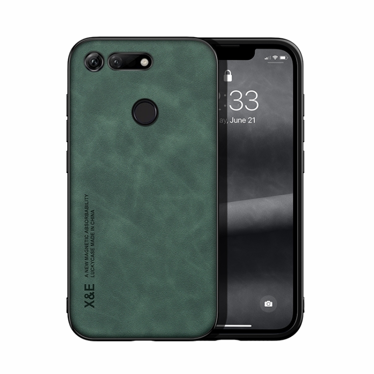 

For Honor V20 Skin Feel Magnetic Leather Back Phone Case(Green)