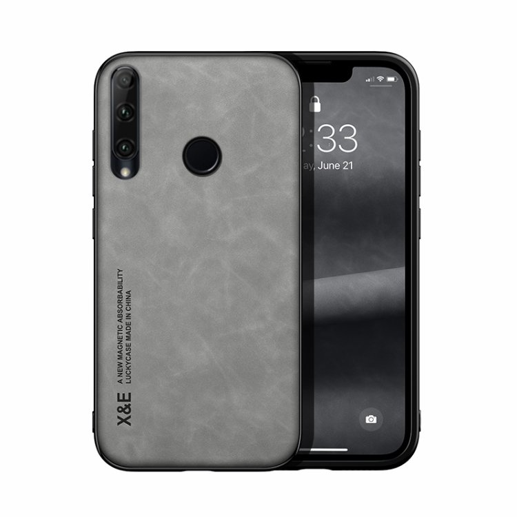 

For Honor 20i Skin Feel Magnetic Leather Back Phone Case(Light Grey)