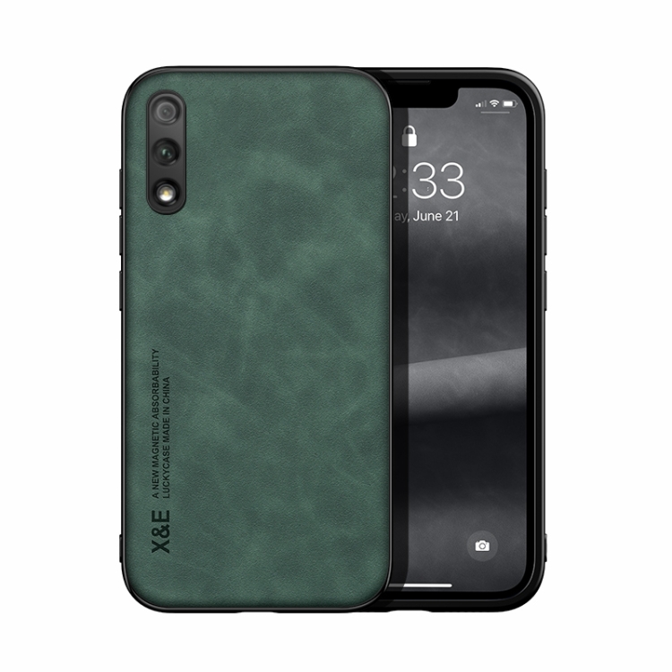 

For Honor 9X Skin Feel Magnetic Leather Back Phone Case(Green)
