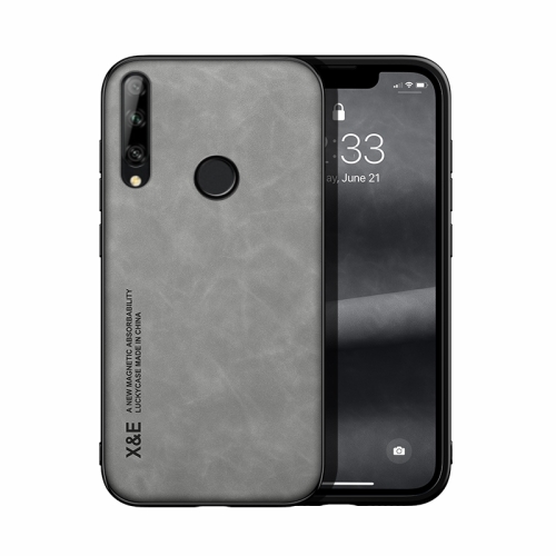 For Huawei Enjoy 10 Plus Skin Feel Magnetic Leather Back Phone Case(Light Grey)