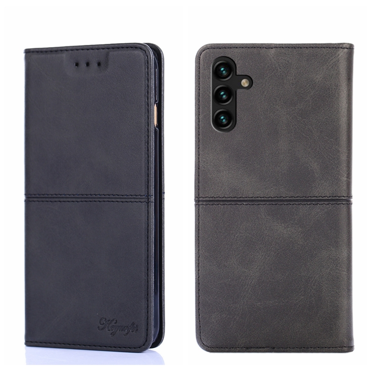 

For Samsung Galaxy A13 4G Cow Texture Magnetic Horizontal Flip Leather Phone Case(Black)