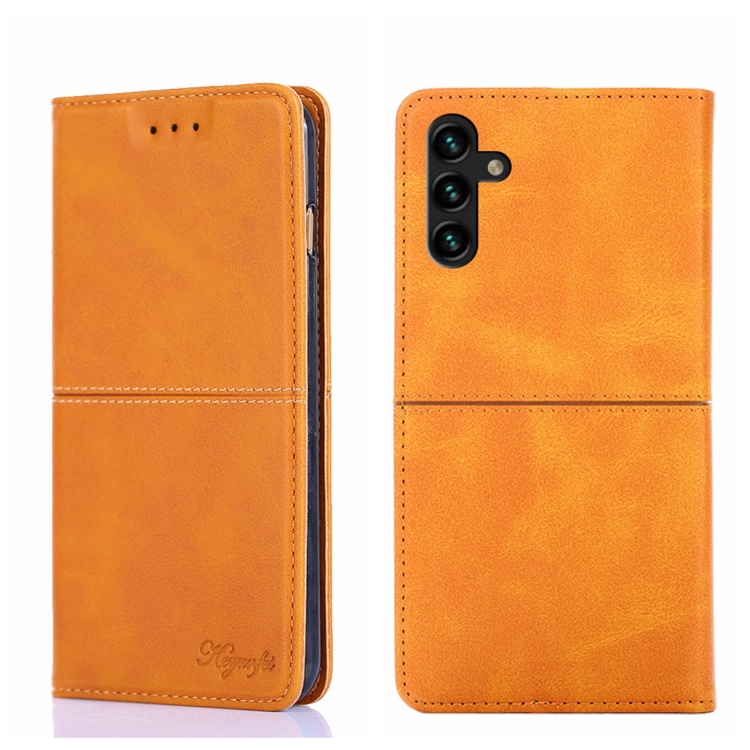 

For Samsung Galaxy A13 5G Cow Texture Magnetic Horizontal Flip Leather Phone Case(Light Brown)