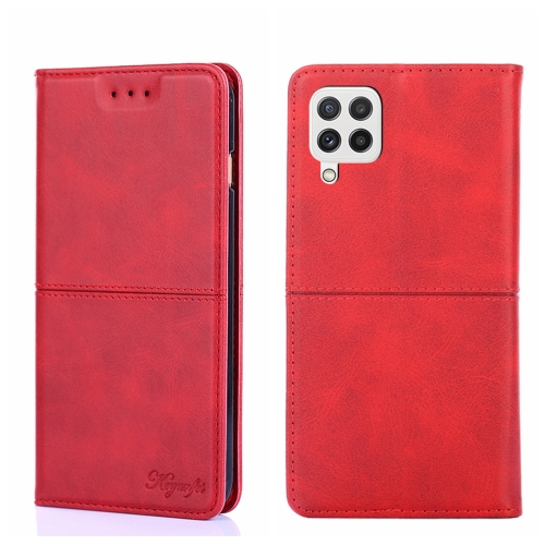 

For Samsung Galaxy A22 5G Cow Texture Magnetic Horizontal Flip Leather Phone Case(Red)