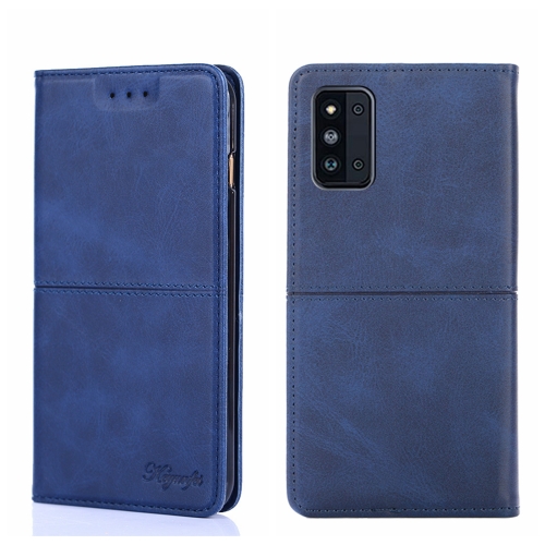 

For Samsung Galaxy F52 5G Cow Texture Magnetic Horizontal Flip Leather Phone Case(Blue)