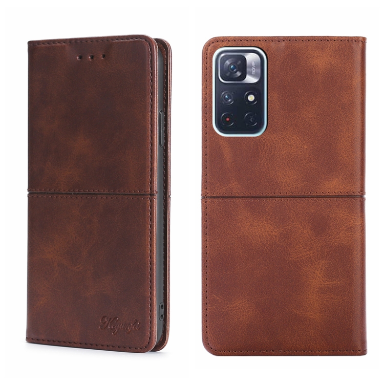 

For Xiaomi Redmi Note 11 5G/Poco M4 Pro 5G Cow Texture Magnetic Horizontal Flip Leather Phone Case(Dark Brown)