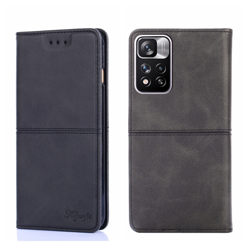 

For Xiaomi Redmi Note 11 Pro 5G/Redmi Note 11 Pro+ 5G Cow Texture Magnetic Horizontal Flip Leather Phone Case(Black)