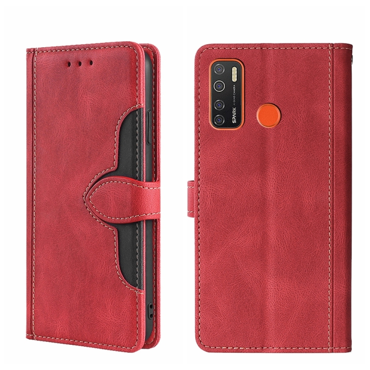 

For Tecno Camon 15 / Camon 15 Air Skin Feel Straw Hat Magnetic Buckle Leather Phone Case(Red)
