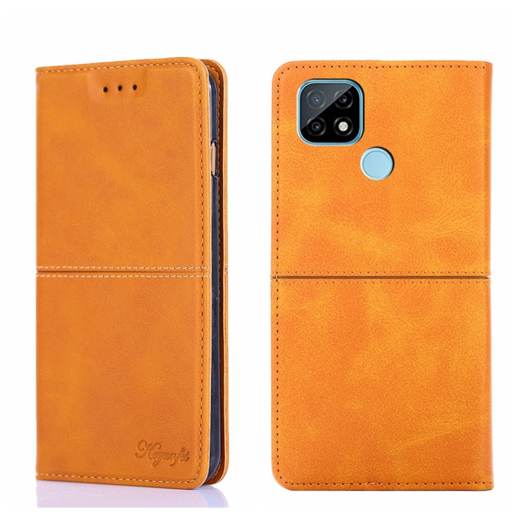 

For TCL C21 Cow Texture Magnetic Horizontal Flip Leather Phone Case(Light Brown)