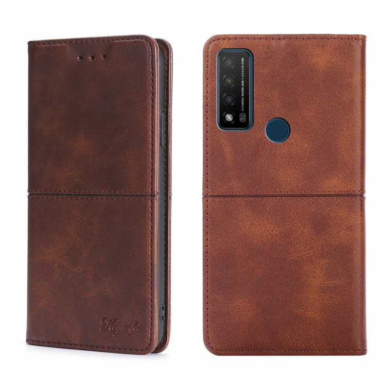 

For TCL 20 R 5G/Bremen/20 AX 5G Cow Texture Magnetic Horizontal Flip Leather Phone Case(Dark Brown)