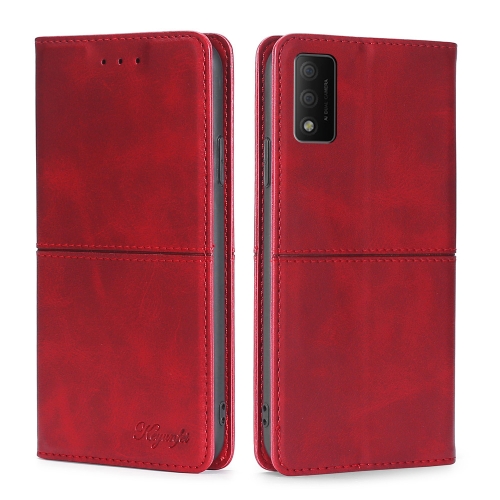 

For TCL 30T T603DL Cow Texture Magnetic Horizontal Flip Leather Phone Case(Red)