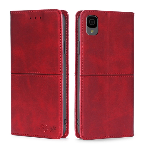 

For TCL 30Z T602DL Cow Texture Magnetic Horizontal Flip Leather Phone Case(Red)