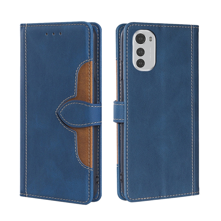 

For Motorola Moto E32 4G Skin Feel Magnetic Buckle Leather Phone Case(Blue)