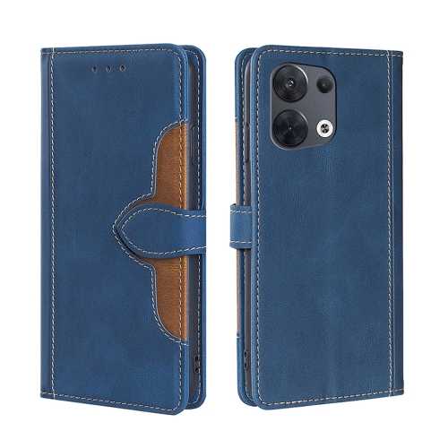 

For OPPO Reno8 5G Skin Feel Magnetic Buckle Leather Phone Case(Blue)