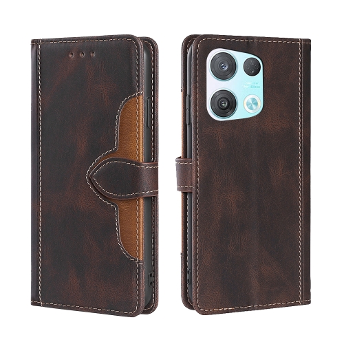 

For OPPO Reno8 Pro 5G Skin Feel Magnetic Buckle Leather Phone Case(Brown)
