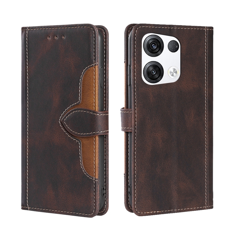 

For OPPO Reno8 Pro Plus 5G Skin Feel Magnetic Buckle Leather Phone Case(Brown)