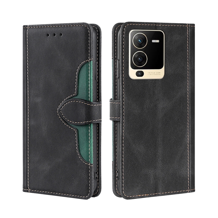 

For vivo S15 5G Skin Feel Magnetic Buckle Leather Phone Case(Black)