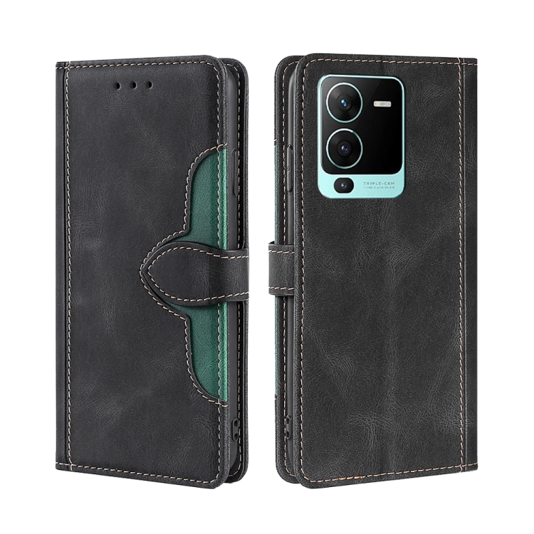 

For vivo S15 Pro 5G Skin Feel Magnetic Buckle Leather Phone Case(Black)