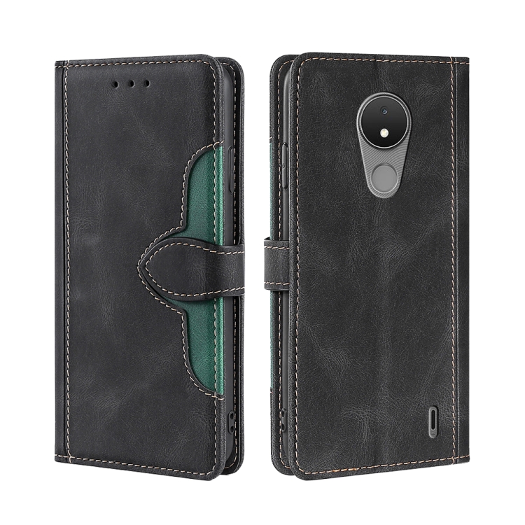 

For Nokia C21 Skin Feel Magnetic Buckle Leather Phone Case(Black)