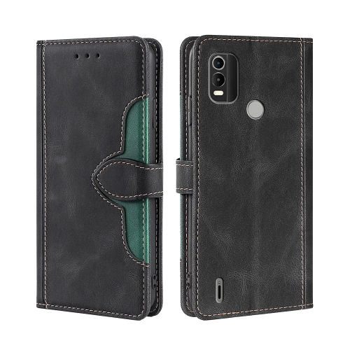 

For Nokia C21 Plus Skin Feel Magnetic Buckle Leather Phone Case(Black)