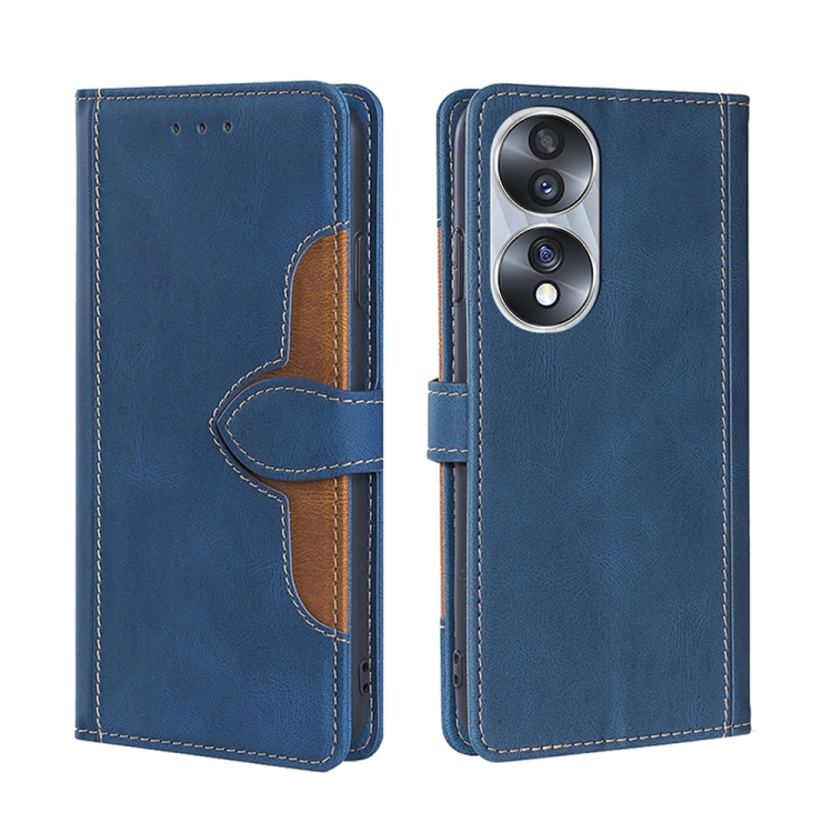 

For Honor 70 Skin Feel Magnetic Buckle Leather Phone Case(Blue)