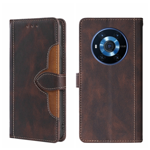 

For Honor Magic3 Skin Feel Magnetic Buckle Leather Phone Case(Brown)