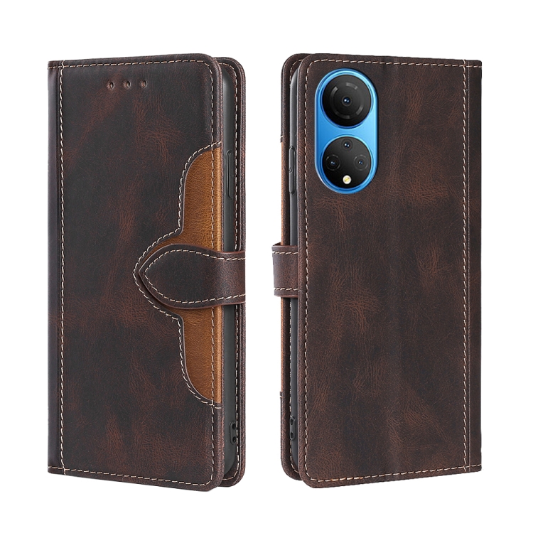 

For Honor X7 4G Skin Feel Magnetic Buckle Leather Phone Case(Brown)