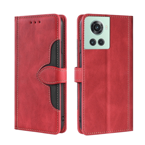 

For OnePlus Ace / 10R Skin Feel Magnetic Buckle Leather Phone Case(Red)