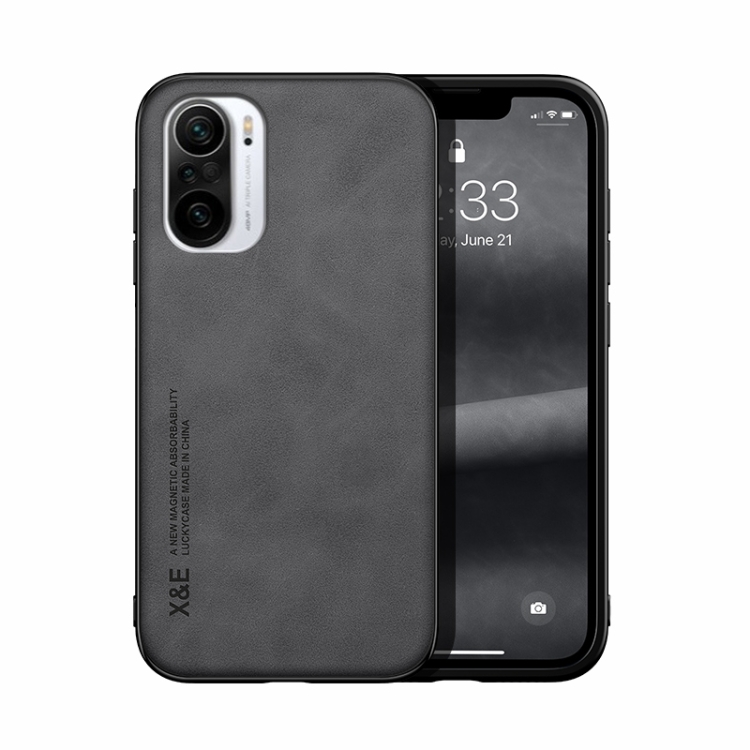 

For Xiaomi Redmi K40 Skin Feel Magnetic Leather Back Phone Case(Dark Grey)