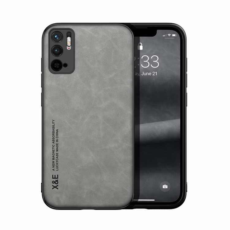 

For Xiaomi Redmi Note 10 5G Skin Feel Magnetic Leather Back Phone Case(Light Grey)