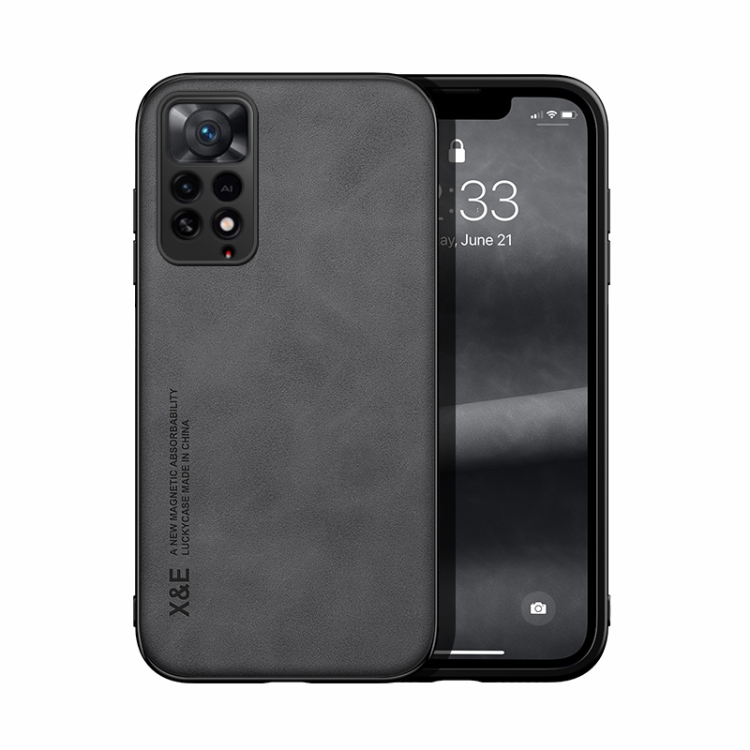 

For Xiaomi Redmi Note 11 Pro Foreign Skin Feel Magnetic Leather Back Phone Case(Dark Grey)