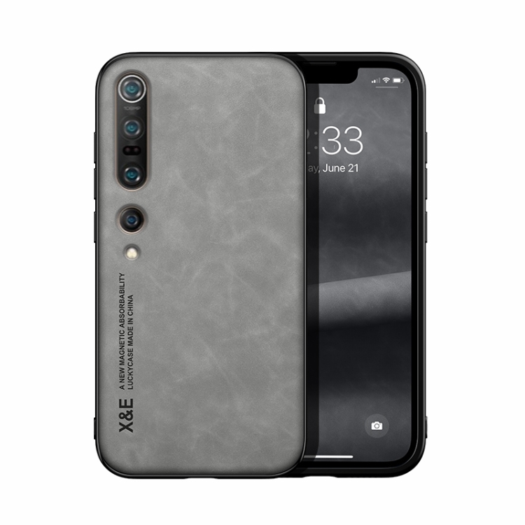 

For Xiaomi Mi 10 Pro Skin Feel Magnetic Leather Back Phone Case(Light Grey)