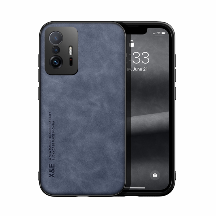 

For Xiaomi 11T Skin Feel Magnetic Leather Back Phone Case(Blue)
