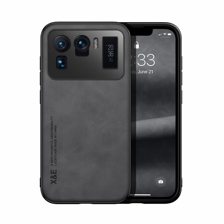 

For Xiaomi Mi 11 Ultra Skin Feel Magnetic Leather Back Phone Case(Dark Grey)