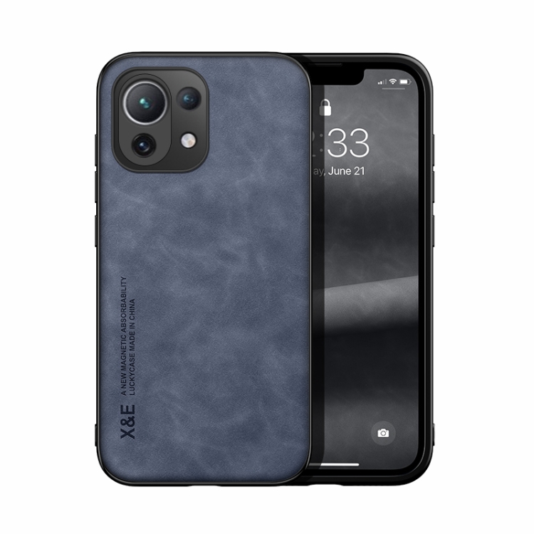 

For Xiaomi Mi 11 Lite Skin Feel Magnetic Leather Back Phone Case(Blue)