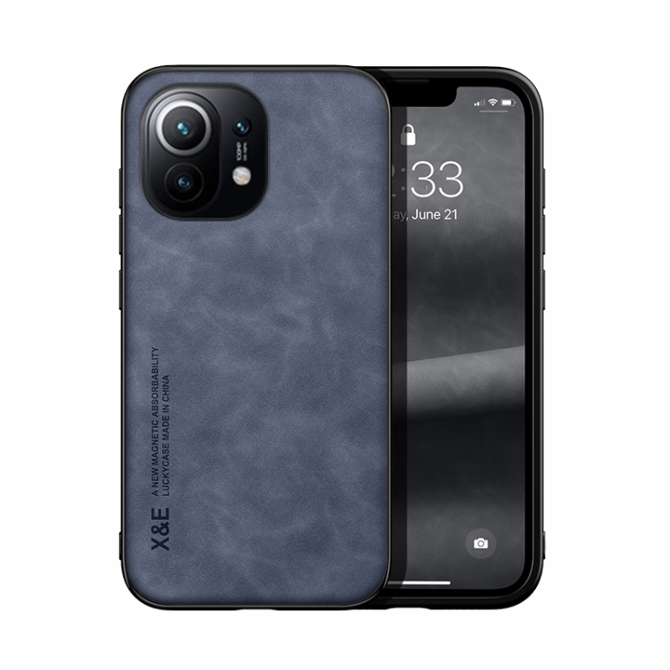 

For Xiaomi Mi 11 Skin Feel Magnetic Leather Back Phone Case(Blue)