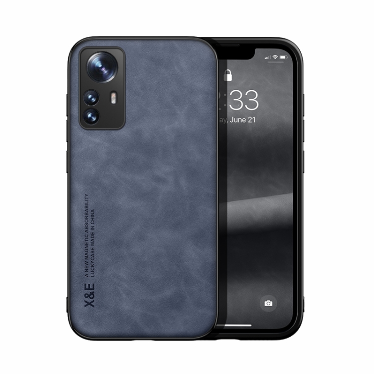 

For Xiaomi 12 Pro Skin Feel Magnetic Leather Back Phone Case(Blue)