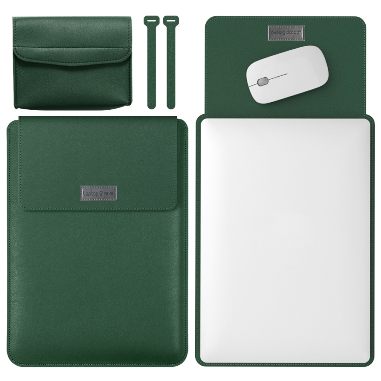 

4 in 1 Lightweight and Portable Leather Computer Bag, Size:13/14 inches(Dark Green)