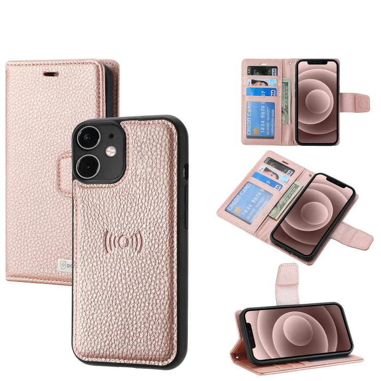 

Litchi Texture Magnetic Detachable Wallet Leather Phone Case For iPhone 11(Rose Gold)