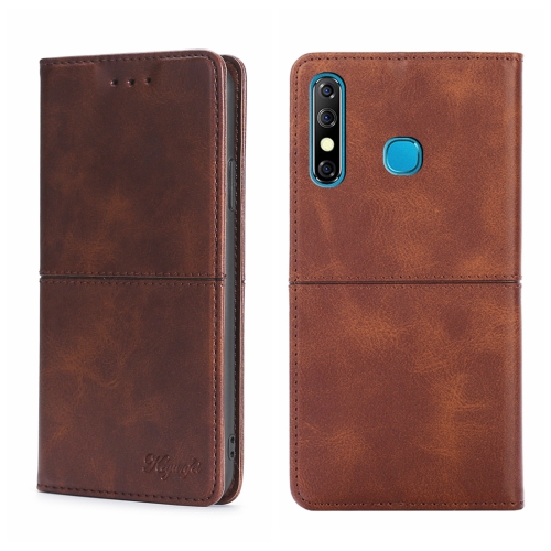 

For Infinix Hot 8/Hot 8 Lite/Tecon Camon 12 Cow Texture Magnetic Horizontal Flip Leather Phone Case(Dark Brown)