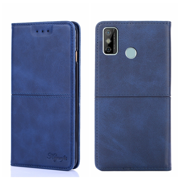 

For Tecno Spark 6 GO Cow Texture Magnetic Horizontal Flip Leather Phone Case(Blue)