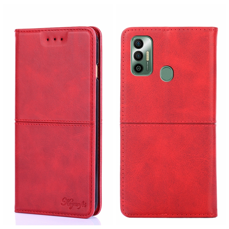 

For Tecno Spark 7 Cow Texture Magnetic Horizontal Flip Leather Phone Case(Red)