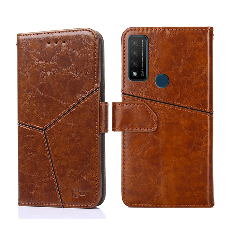 

For TCL 20R 5G / Bremen / 20AX 5G Geometric Stitching Horizontal Flip Leather Phone Case(Light Brown)