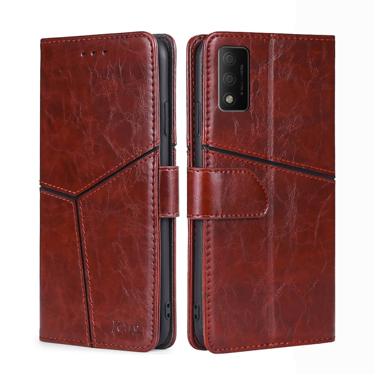 

For TCL 30T T603DL Geometric Stitching Horizontal Flip Leather Phone Case(Dark Brown)