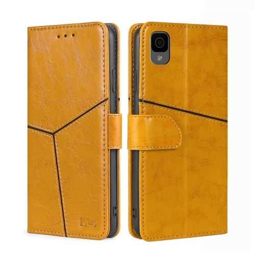 

For TCL 30Z T602DL Geometric Stitching Horizontal Flip Leather Phone Case(Yellow)