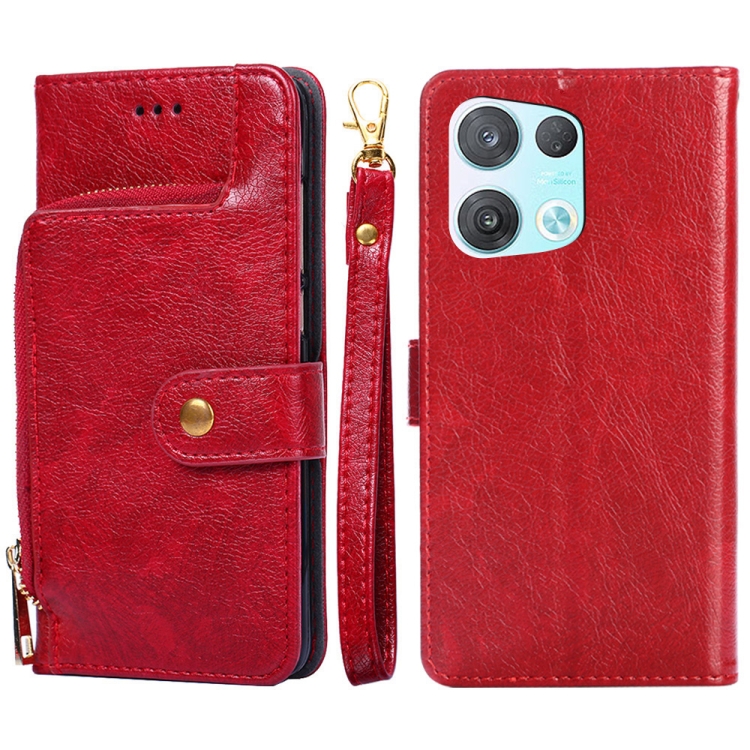 

For OPPO Reno8 Pro 5G Zipper Bag PU + TPU Horizontal Flip Leather Phone Case(Red)