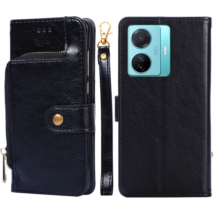 

For vivo S15e 5G/T1 Snapdragon 778G Zipper Bag PU + TPU Horizontal Flip Leather Phone Case(Black)