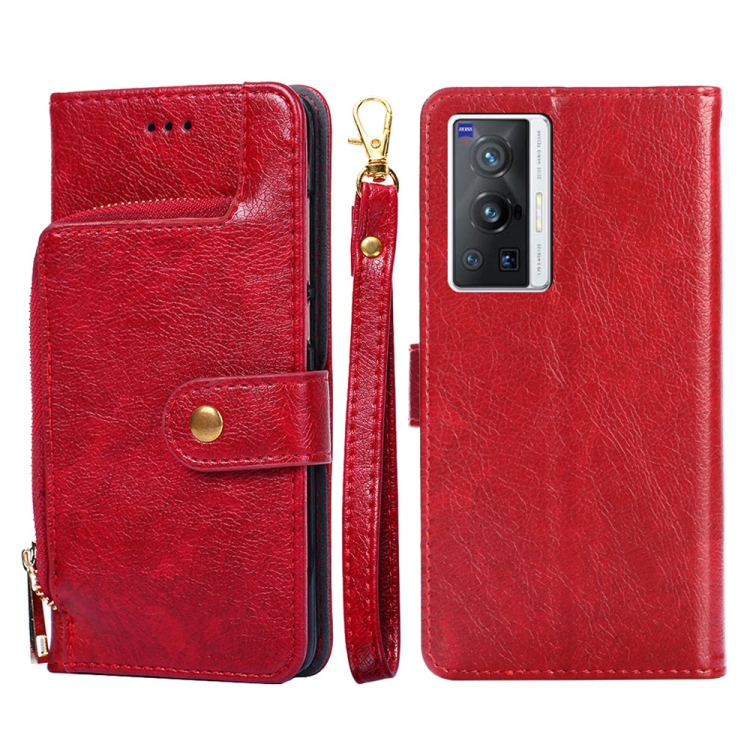 

For vivo X70 Pro Zipper Bag PU + TPU Horizontal Flip Leather Phone Case(Red)