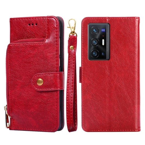 

For vivo X70 Pro+ Zipper Bag PU + TPU Horizontal Flip Leather Phone Case(Red)