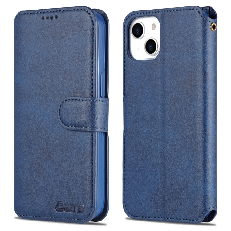 

For iPhone 14 AZNS Calf Texture Flip Leather Phone Case (Blue)